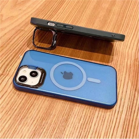 「V286」iphone14pro/13 magsafe充電ケース マット 半透明 iphoneケース 隠しスタンド