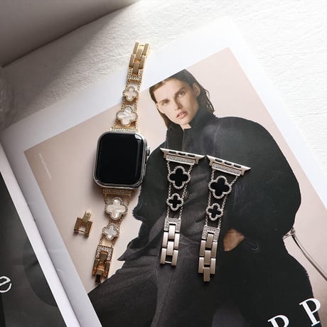 「V113」四葉のクローバー アップル ウォッチ バンド 女性 Apple Watch Ultra/8/7/se バンド アクセサリー