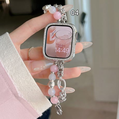 「V426」apple watch バンド チェーン ブレスレット アップル ウォッチ バンド 女性 パール付き
