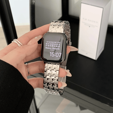 「V467」apple watch ステンレス バンド 千鳥柄 アップル ウォッチ バンド おしゃれ 女性/男性