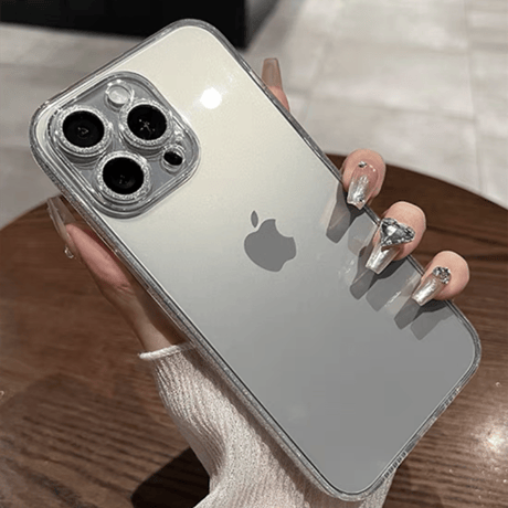 「V679」iphone16/16plus クリアケース キラキラ ガラス iphone ケース 透明 カメラ保護