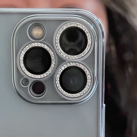 「Ⅴ122」カメラ レンズ カバー Iphone14pro/13/12用  キラキラ ラインストーンデコ スマホ カメラ カバー