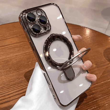 「V689」magsafe 透明 ケース iphone17/17pro/16/16pro ソフトケース スタンド付き