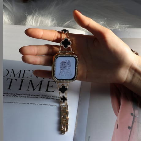「V113」四葉のクローバー アップル ウォッチ バンド 女性 Apple Watch Ultra/8/7/se バンド アクセサリー