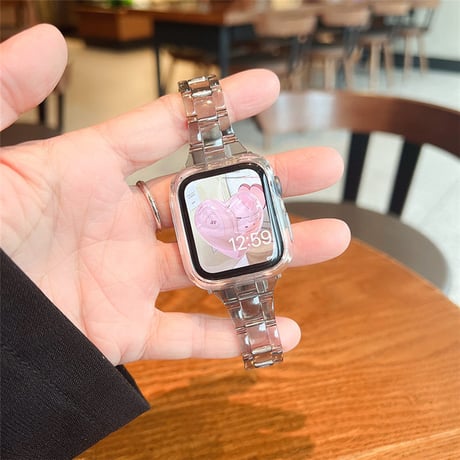 「V348」apple watch クリア バンド+カバー セット アップル ウォッチ バンド d バックル おしゃれ