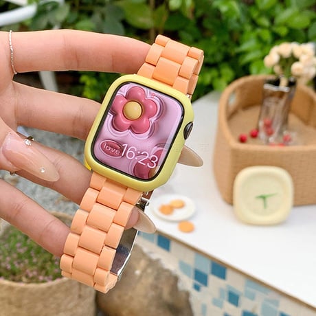「V432」apple watch バンド 可愛い 樹脂 アップルウォッチバンド+ケース 2点セット おしゃれ