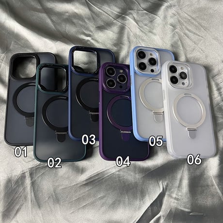 「V285」半透明 iphone14/13 magsafe対応ケース おすすめ iphone ケース スタンド 付き マット質感