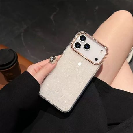 「V474」カメラレンズリング付き iphone17/16pro ケース シェル iphone15 ケース キラキラ 可愛い