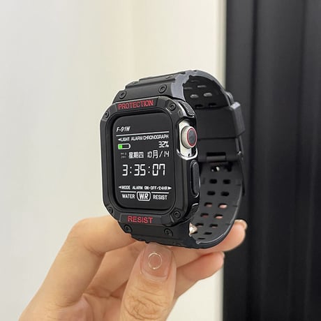 「V163」apple watch一体型ケース おすすめ シリコン アップルウォッチ7/8/Ultra バンパーケース付き メンズ