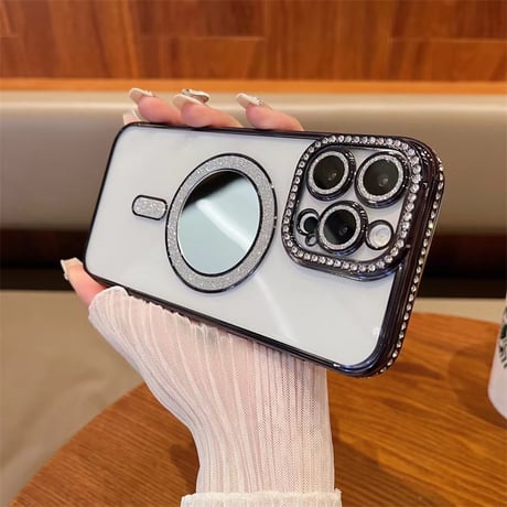 「V667」iphone16ケース ミラー iphone16pro クリアケース おすすめ magsafe 対応 ケース かわいい