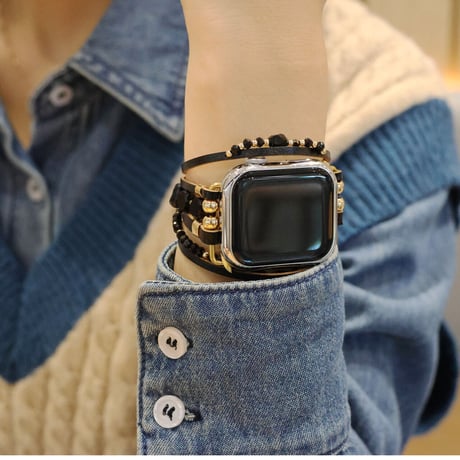 「V247」キラキラカバー付き apple watch ブレスレット 重ね付け アップルウォッチバンド 女性 おしゃれ