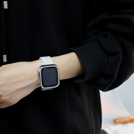 「V245」樹脂 アップルウォッチバンド シェル風 おしゃれ 軽量 apple watchカバー付き 男女兼用