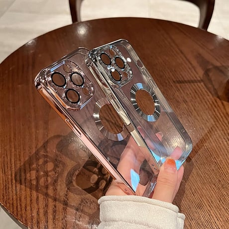 「V139」メタリックカラー iphone14/13/12ケース  透明 iphone14pro カバー ゴールド ディープパープル