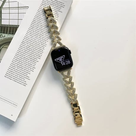 「V264」キラキラ apple watchバンド ピンクゴールド シルバー アップルウォッチブレスレット おしゃれ
