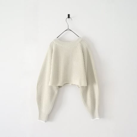 片畔編み 2WA Yショート プルオーバー ニット（IVORY）
