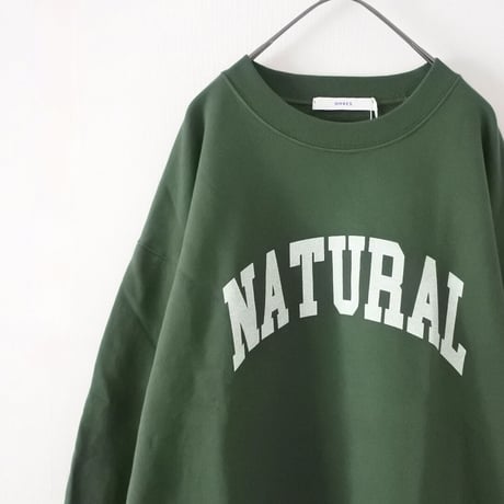 裏毛 スウェット 袖ボリューム ロゴ プルオーバー (GREEN)