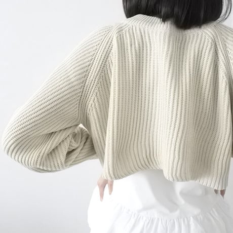 片畔編み 2WA Yショート プルオーバー ニット（IVORY）