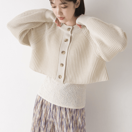 片畔編み 2WA Yショート プルオーバー ニット（BEIGE）