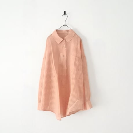 シアー ストライプ ビッグ 長袖シャツ（ORANGE）