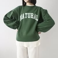 裏毛 スウェット 袖ボリューム ロゴ プルオーバー (GREEN)
