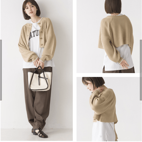 片畔編み 2WA Yショート プルオーバー ニット（BEIGE）