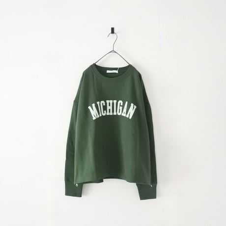 裏毛 スウェット ロゴ サイドジップ プルオーバー (GREEN)