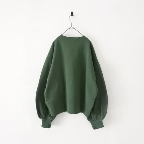 裏毛 スウェット 袖ボリューム ロゴ プルオーバー (GREEN)