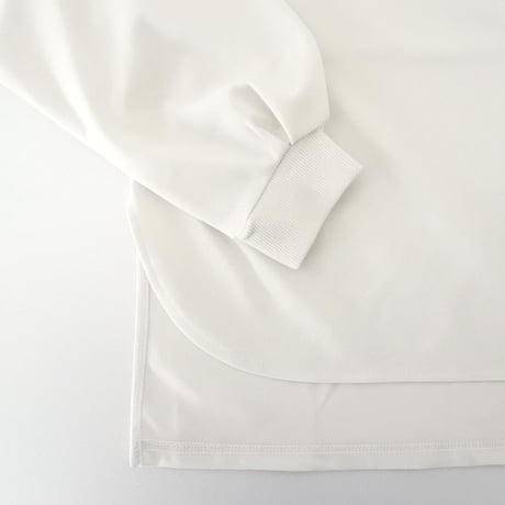 梨地ショート丈 裾フレア アンサンブル 長袖 プルオーバー（IVORY）