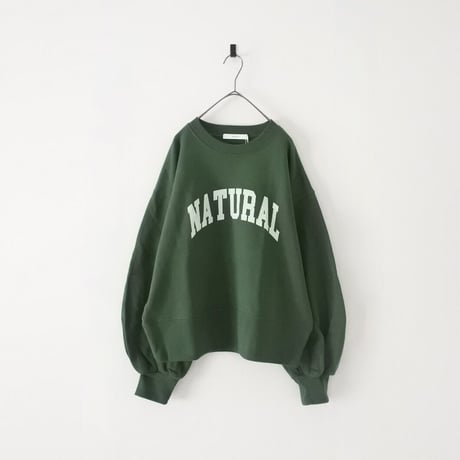 裏毛 スウェット 袖ボリューム ロゴ プルオーバー (GREEN)