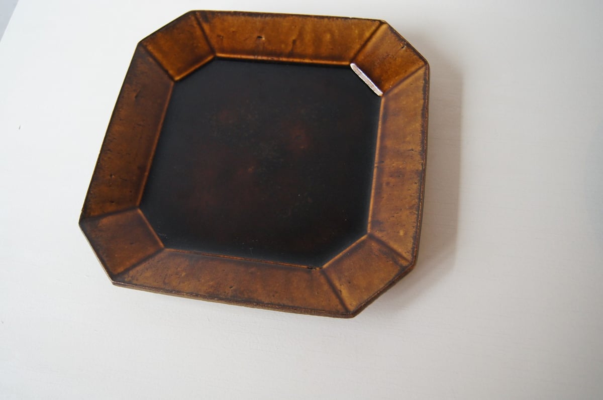 安齋新・厚子/飴釉四方皿 SS | HAKUTO