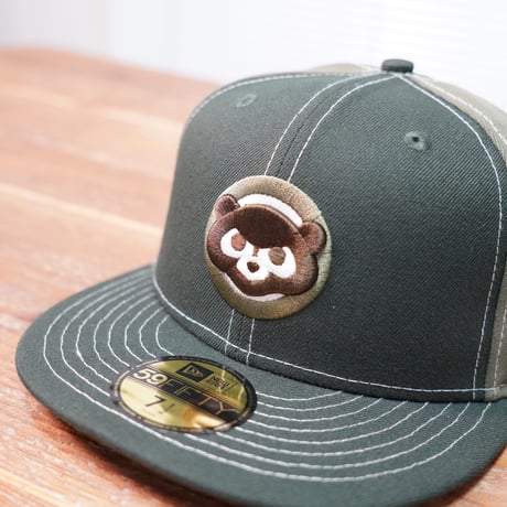 NEWERA・ニューエラ　59FIFTY White Stitches シカゴ・カブス ダークシーウッド/ニューオリーブ