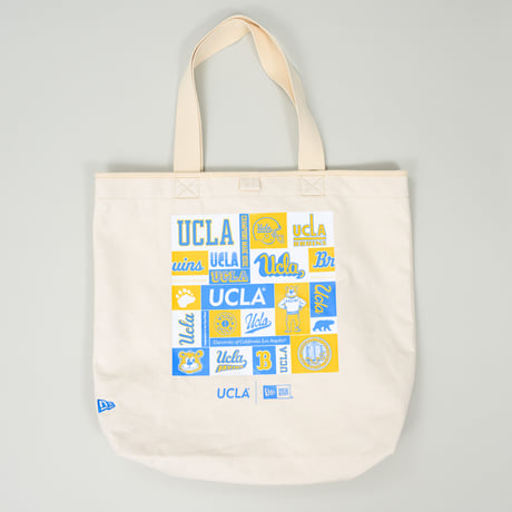 NEW ERA・ニューエラ　キャンバストート　UCLA　ミックスロゴ ナチュラル × マリンブルー メリットゴールド スノーホワイト
