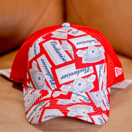 NEW ERA・ニューエラ　9FORTY A-Frame トラッカー Budweiser バドワイザー オールオーバープリント