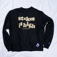 【DE SINGSMANシリーズ】第二弾　"stakes is high"　12inchタイトル　Reタイポグラフィック　スウェット（BLACK）