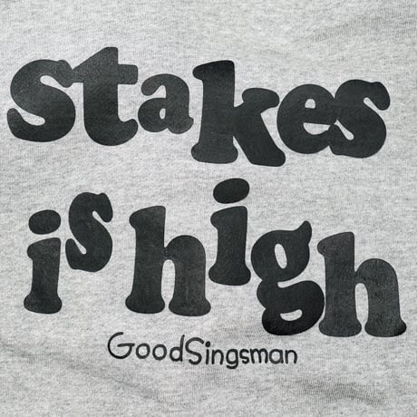 【DE SINGSMANシリーズ】第二弾　"stakes is high"　12inchタイトル　Reタイポグラフィック　スウェット（GRAY）