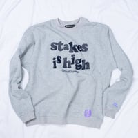 【DE SINGSMANシリーズ】第二弾　"stakes is high"　12inchタイトル　Reタイポグラフィック　スウェット（GRAY）