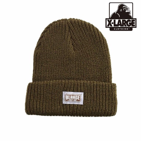 エクストララージ XLARGE WORK LOGO PATCHED CUFF BEANIE OLIVE