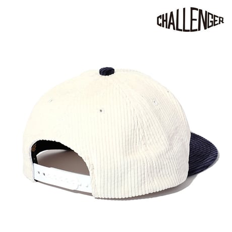 チャレンジャー CHALLENGER CORDUROY CURSIVE CAP WHITE×NAVY