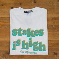 DE SINGSMAN　"stakes is high" L/S Tee 12inchタイトル Reタイポグラフィック（White/2カラー）
