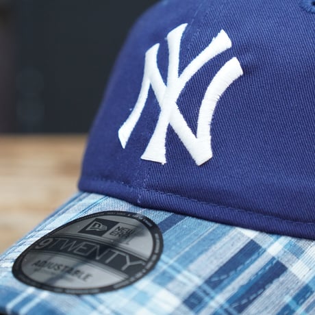 NEW ERA・ニューエラ　9TWENTY MLB Patchwork ニューヨーク・ヤンキース ライトネイビー マドラスチェックバイザー