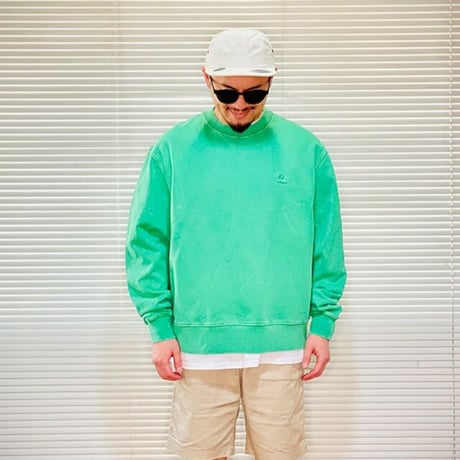 daze & easy ロゴ刺繍スウェット「THE DYE 顔料染め裏毛」DE SINGSMAN（グリーン）