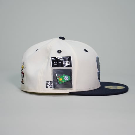 NEWERA・ニューエラ　     59FIFTY PEANUTS ピーナッツ スヌーピー 野球 クロームホワイト ネイビーバイザー