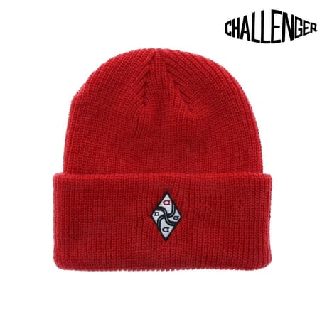 チャレンジャー CHALLENGER　EMBROIDERED KNIT CAP RED