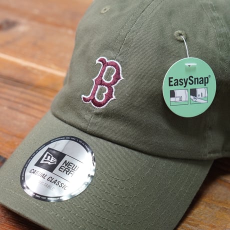 NEWERA・ニューエラ　カジュアルクラシック MLB Casual Classic ボストン・レッドソックス ミッドロゴ オリーブ × マルチカラー