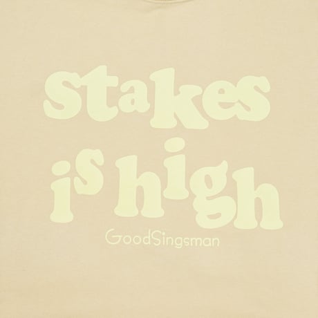 【DE SINGSMANシリーズ】第二弾　"stakes is high"　12inchタイトル　Reタイポグラフィック　スウェット（BEIGE）