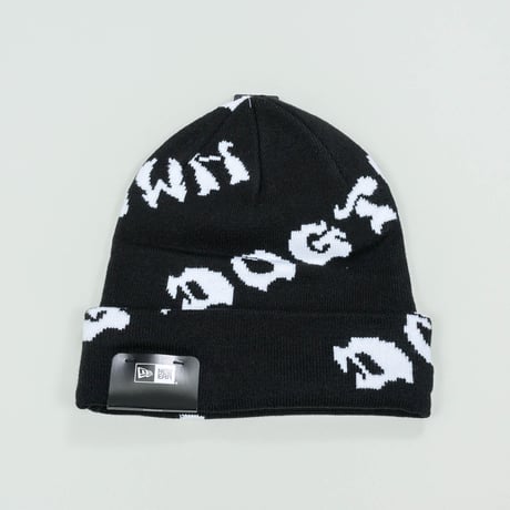 NEWERA・ニューエラ　  ベーシック カフニット DOG TOWN ドッグタウン オールオーバー（ブラック）