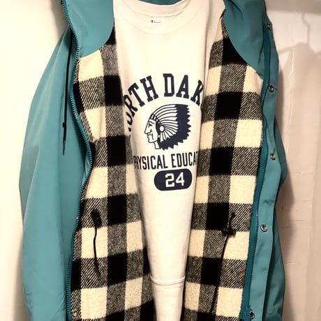 80s vintage 裏地ブロックチェック　【Woods Canada】ウールブランケット　マウンテンパーカー（USED）