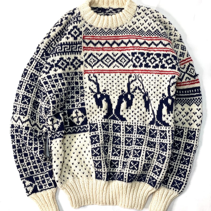 ※当日発送※ vintage ノルディックセーター 70s〜80s vintage 時をかけるニット【ノルディック柄】 ウール（USED