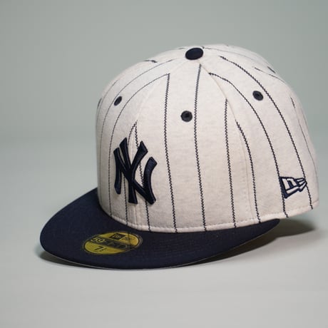 NEWERA・ニューエラ　  59FIFTY MLB Oatmeal Heather ニューヨーク・ヤンキース オートミール ネイビーバイザー