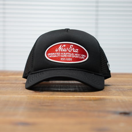 NEWERA・ニューエラ 9FORTY A-Frame トラッカー オーバルロゴ ブラック メッシュキャップ